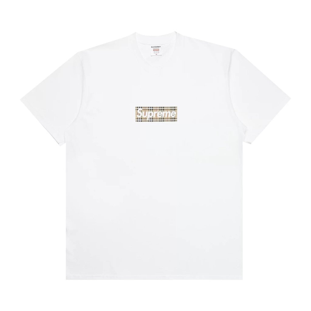 Supreme Burberry White Box Logo Tee Shirt Size Small